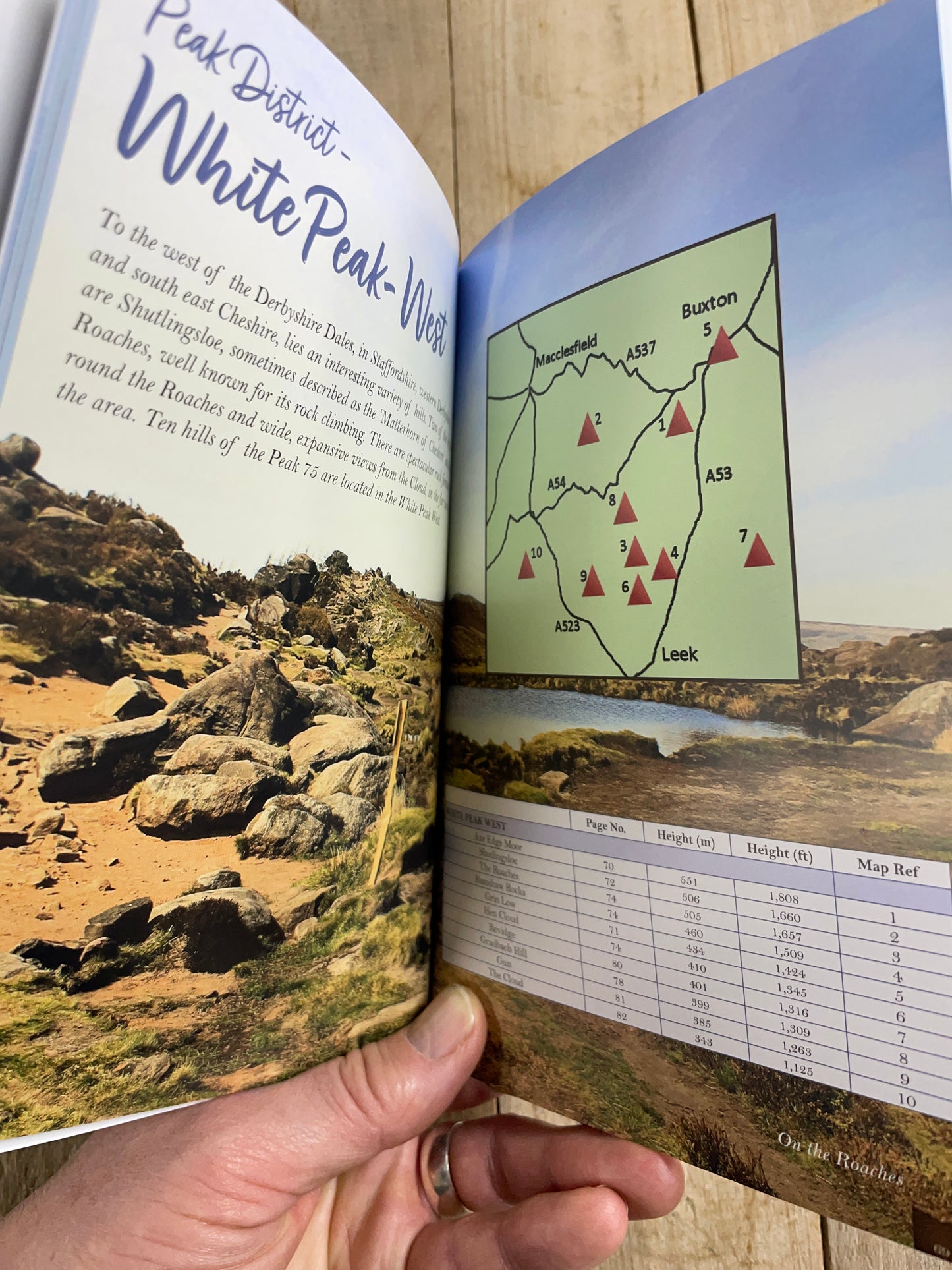 Peak 75 Open book with hiking map and trail information