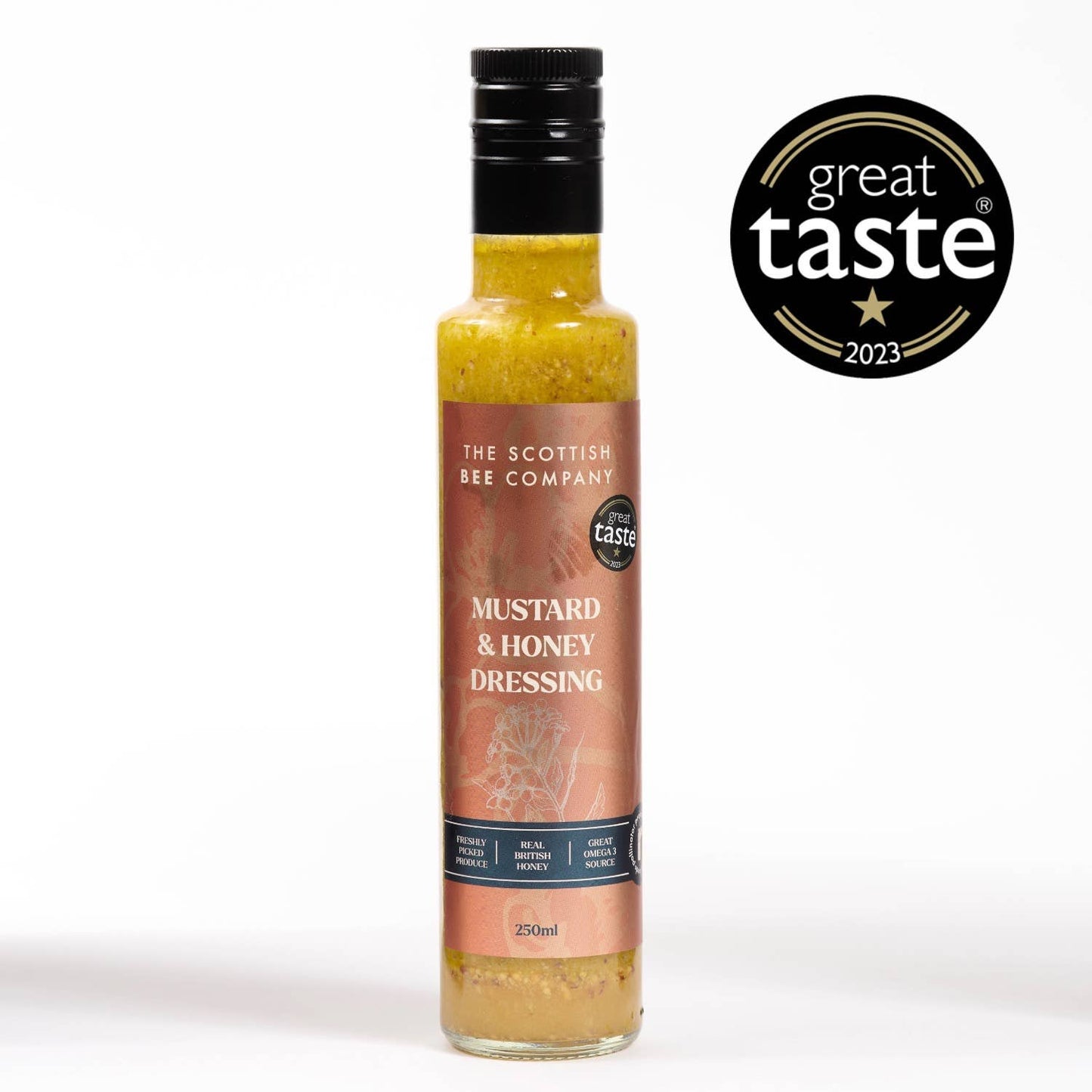 Scottish Bee Company Mustard & Honey Dressing 250ml bottle — Great Taste Award 2023 winner