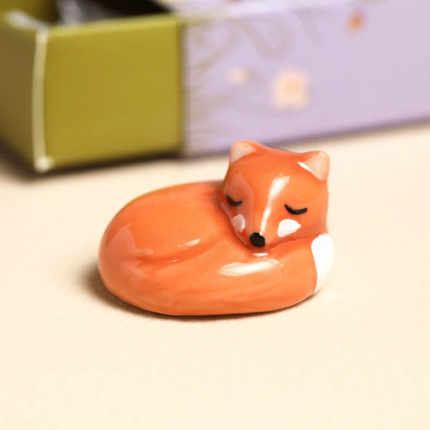 Hand-finished ceramic fox token, miniature keepsake gift for a friend or loved one